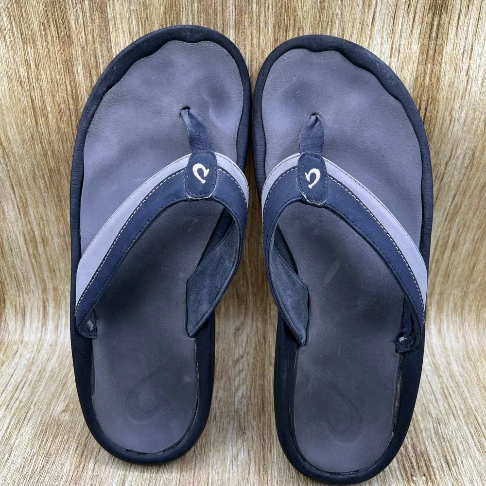 Olukai Ohana Flip Flops Men's Size 12 Black Gray Water Resistant Sandals